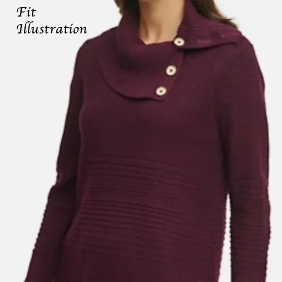 Calvin Klein Side Button Cowl Neck Sweater - Gray XS - Picture 10 of 10